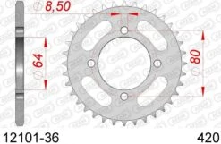 AFAM Tandwiel Achterzijde Staal 36T - 420