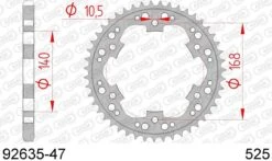 AFAM Tandwiel Achterzijde Staal 47T - 525 10.5MM